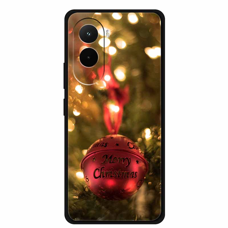 Christmas Phone Case For Poco M7 4G Case Christmas Tree Black Silicone Bumper For Xiaomi Poco M7 4G Cover PocoM7 Cartoon Coque
