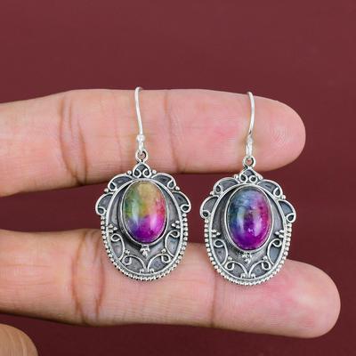 Rainbow Solar Quartz Druzy Earrings Vintage Gemstone Earring 925 Sterling Silver Earring Handmade Jewelry Gifts For Her Unique Style Earring