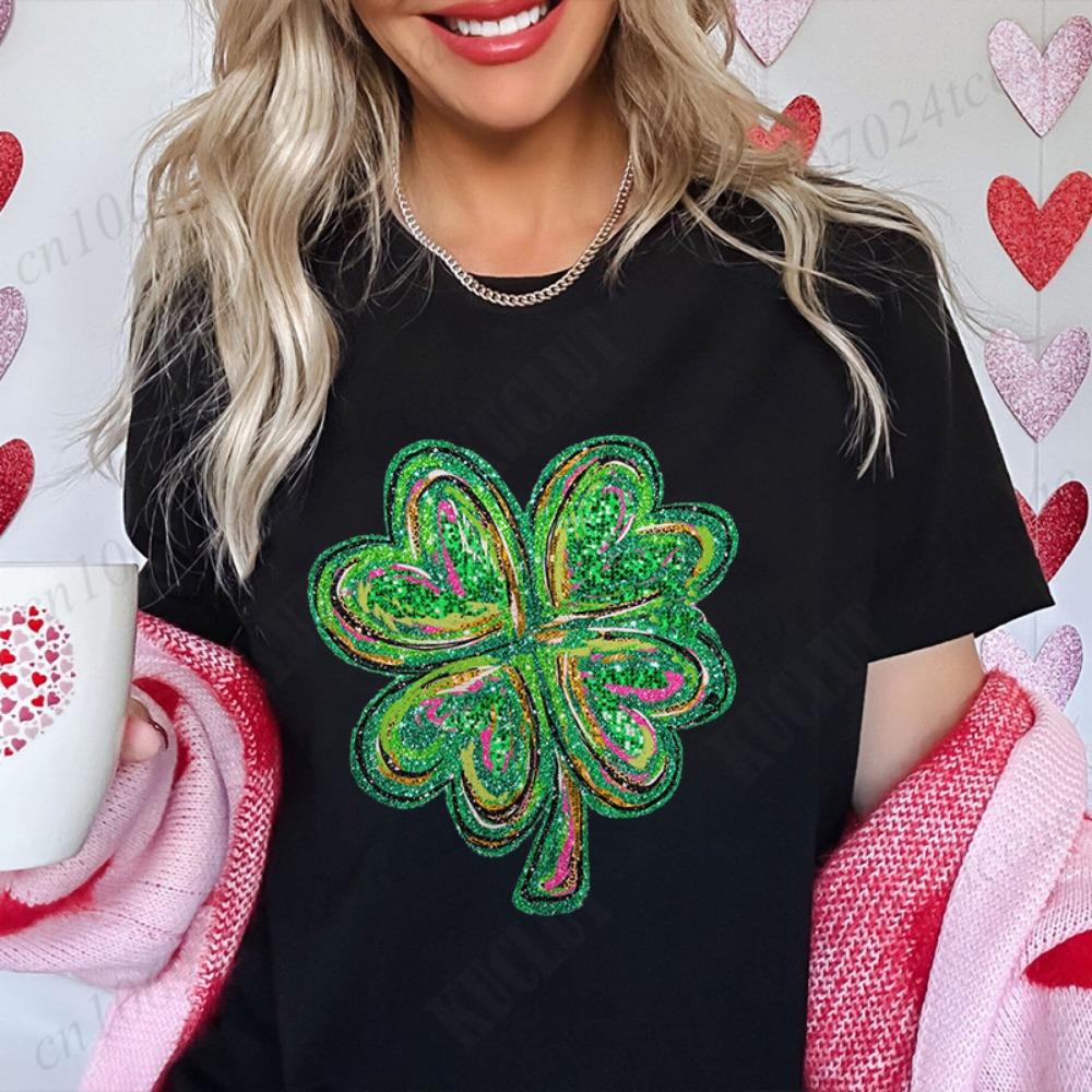 Day Shamrock Women T-Shirts Fashion Lucky Graphic Y2k Tops Hip Hop Streetwear Casual Harajuku Female Clothing
