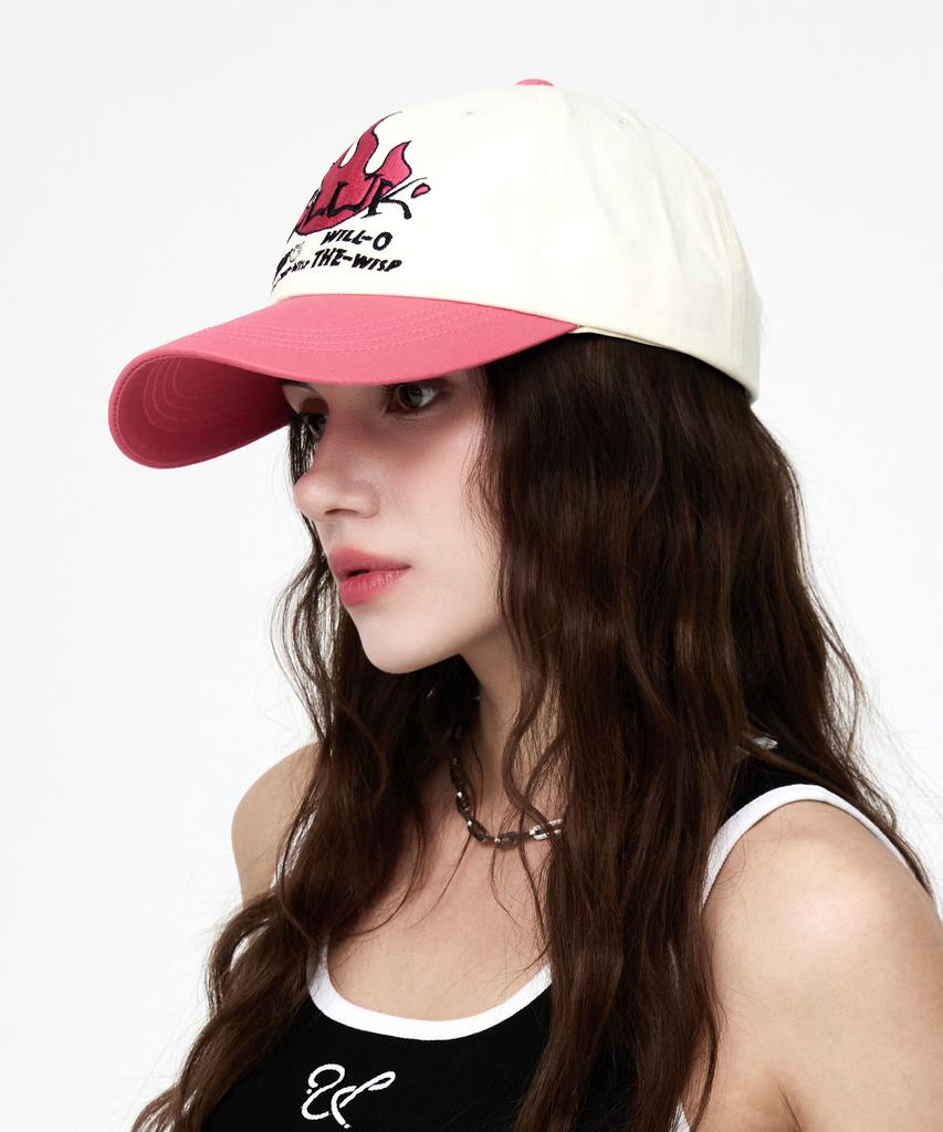 ULUK Will O' The Wisp Embroidered Cotton Color Block Ball Cap_Pink