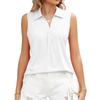 Summer New Women's Solid Color Lapel Loose Sleeveless Tank Top Vest, Casual T-shirt Top for Amazon Cross-border Trade