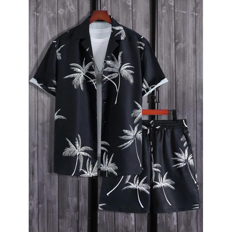 Men's 3D Print Hawaiian Shirt & Shorts Set - Casual Beachwear
