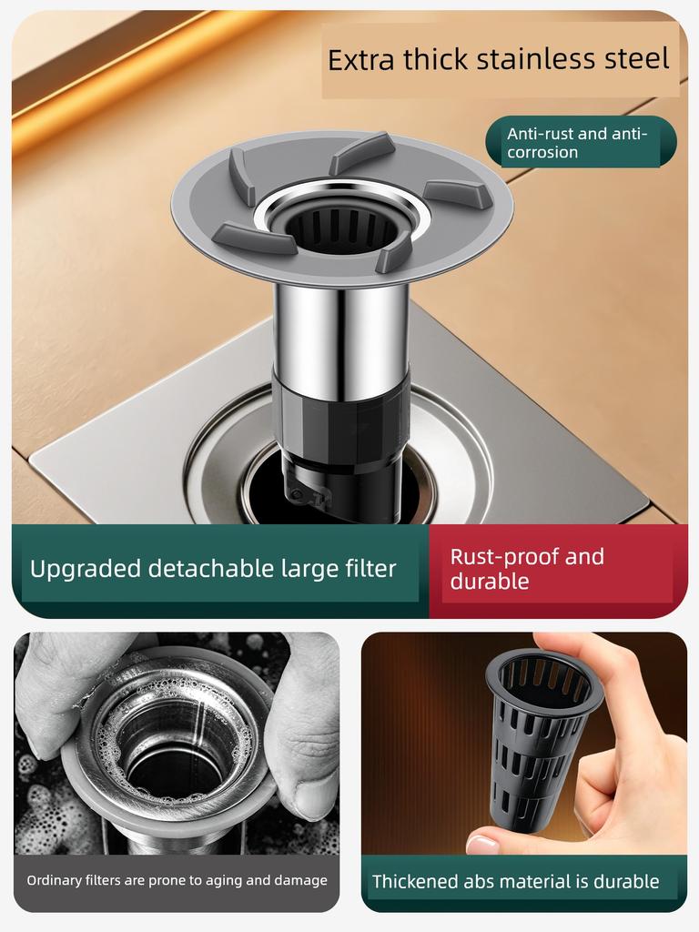 Floor Drain Deodorizer, Bathroom Anti-Odor Device, Anti-Insect Sewer Cover, Bathroom Drain Hair Catcher