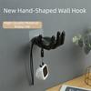 Multi-function Easy To Install Wall Mounted Storage Rack Seamless Sturdy Bathroom Shelf Creative Hand Shape Hook Door