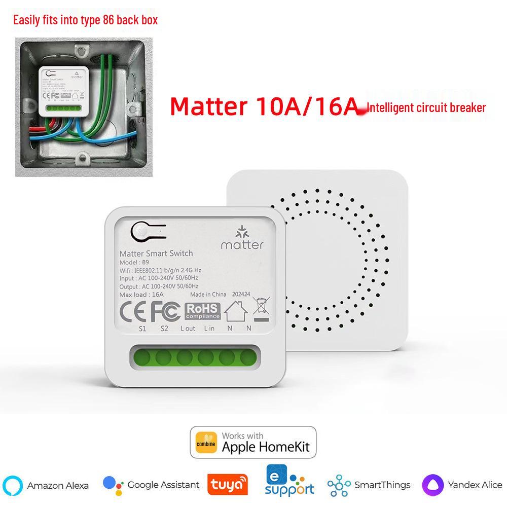 Matteroverwifi Smart HomeKit-Alexa-Google Switch, 10A Voice Control Remote