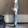 Herbst und Winter Neue amerikanische High Street gewaschene helle Jeans für Männer und Frauen mit geradem Bein, leicht ausgestelltem Bein und weitem Bein