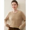 Women's Round Neck Cashmere Sweater - Thick Three-Ply Pullover for Autumn/Winter, Loose and Warm Versatile Base Layer Top.