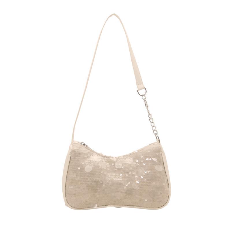 Simple Solid Color Sequin Design Women Shoulder Chain Bag For Casual Urban Outings
