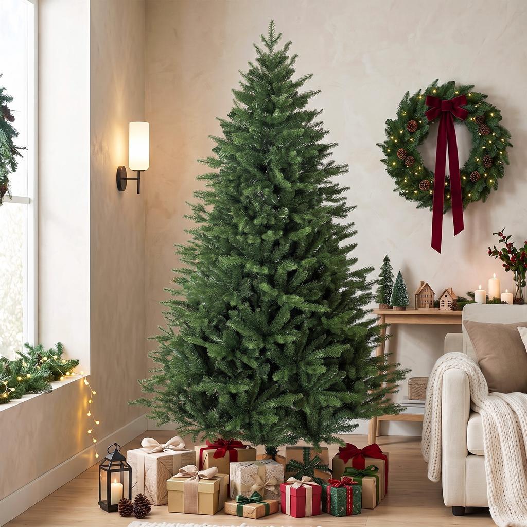 Artificial Christmas Tree 180 Cm with Pinewood Stand, Nordic Fir with Folding System, 889 Branch Tips, Green