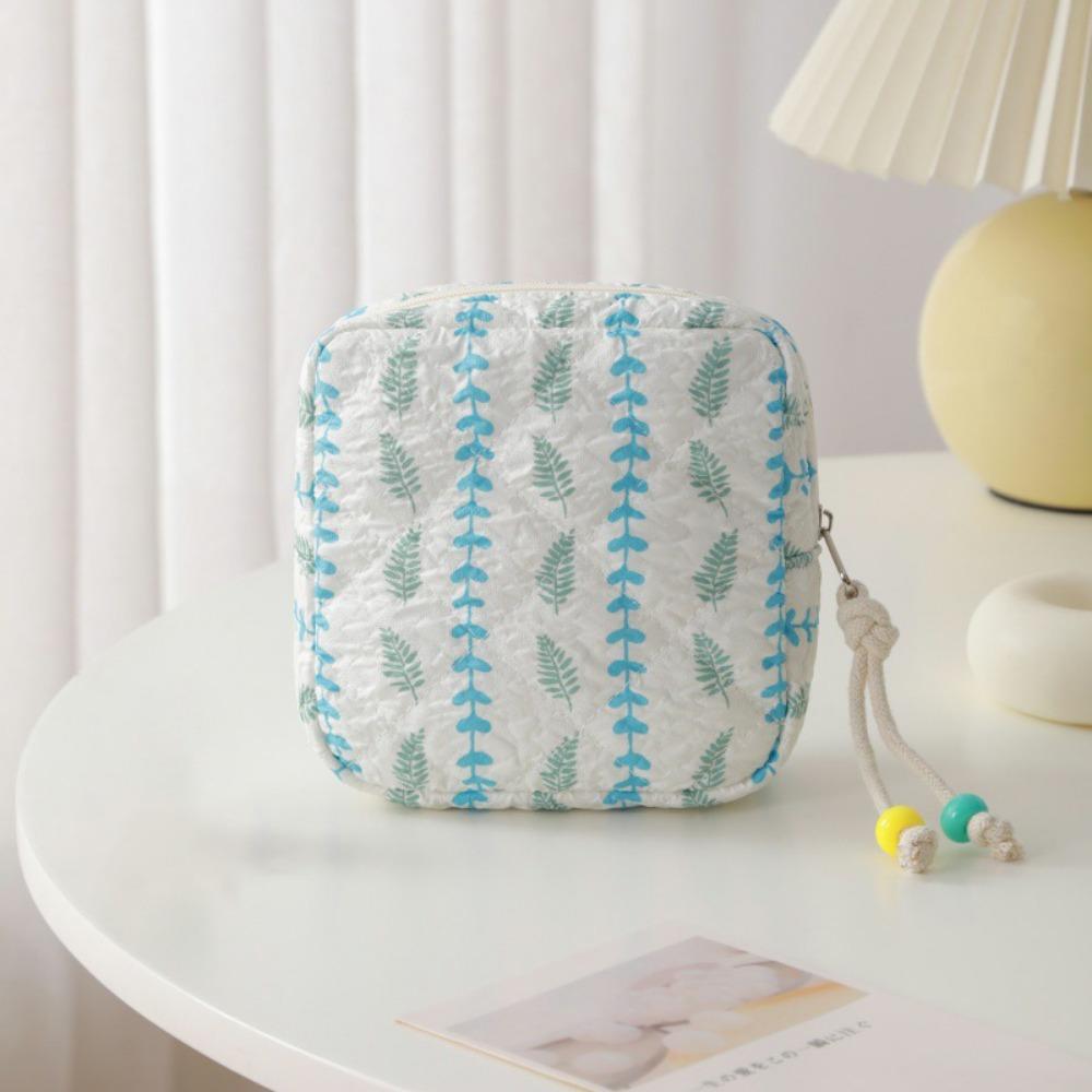 Printed Floral Cosmetic Bag Lipstick Makeup Organizer Case Sanitary Napkins Storage Pouch Travel Earphone Coin Storage Bag