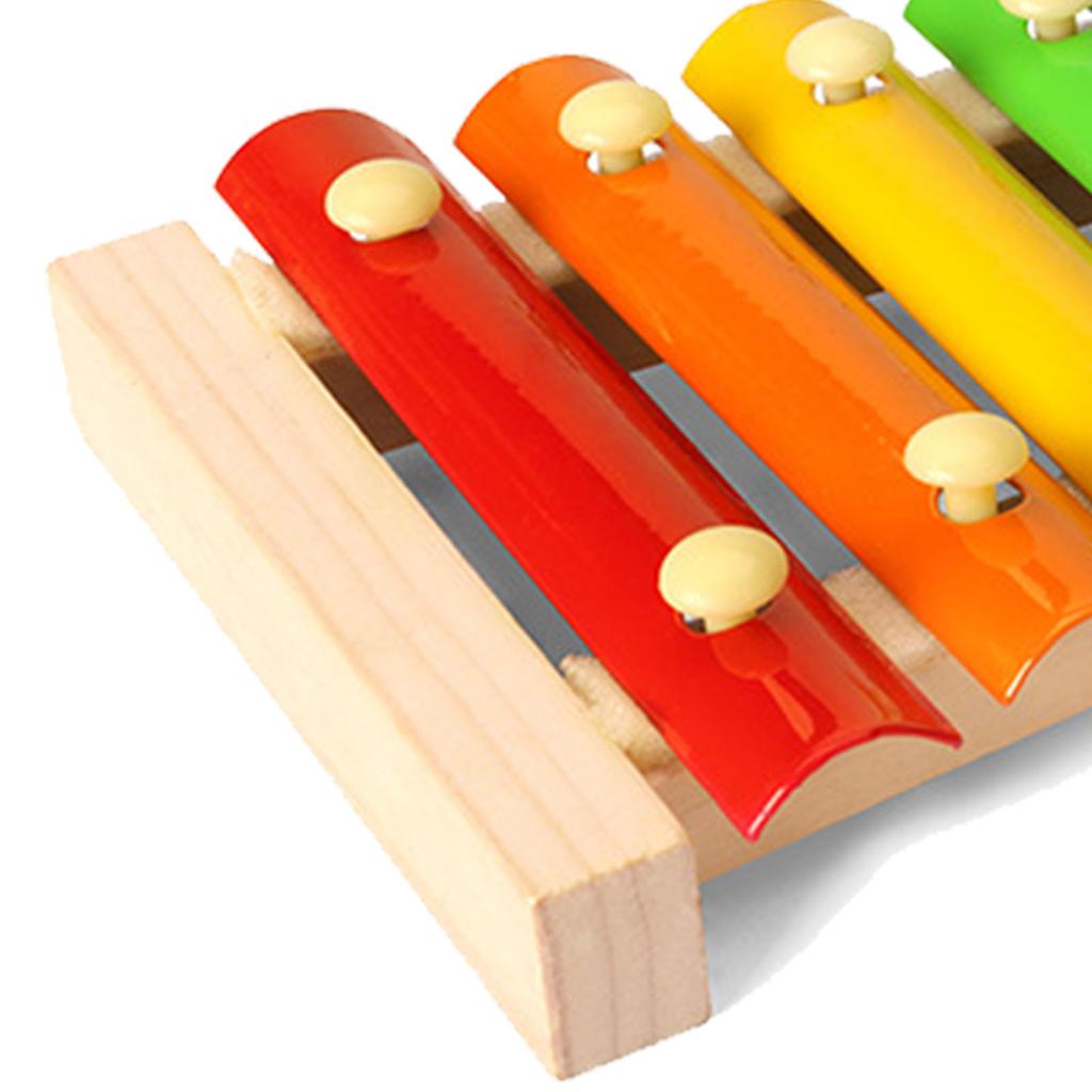 8 Notes Xylophone Iron Sheets Crisp Sound Sturdy Wood Base Xylophone Instrument for Toddler