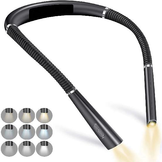 Lumină cu LED pentru gât Lampă pentru gât fără mâini, Lumină cu 3 niveluri, Lampă de lectură USB reîncărcabilă cu 3 temperaturi, Lumină pentru cărți pentru gât de înaltă calitate