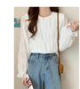 [SYitong] Shirt Blouse, Gathered Shirring Long Sleeve Chiffon Blouse, Lined, Sheer Sleeves, Lightweight Look, Frilled Shirt, Slimming Effect, Figure-F