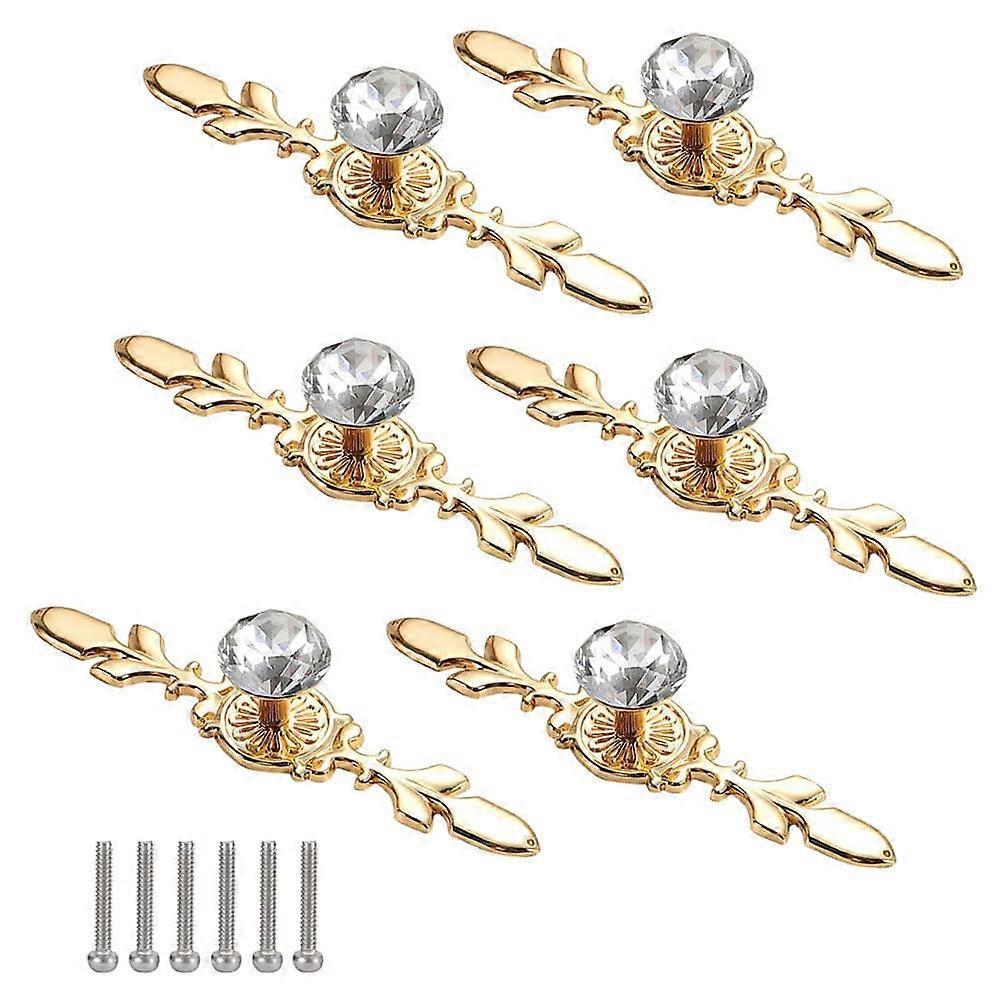 6 Pieces Diamond Door Knob Gold Crystal Door Knobs Cabinet Knob Diamond Cabinet Handle Diamond Cryst