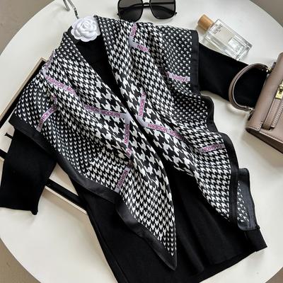 Decorative Simple Texture Silk Scarf Women'S New Style Spring And Autumn Summer Fashion Versatile Headscarf Work Scarf