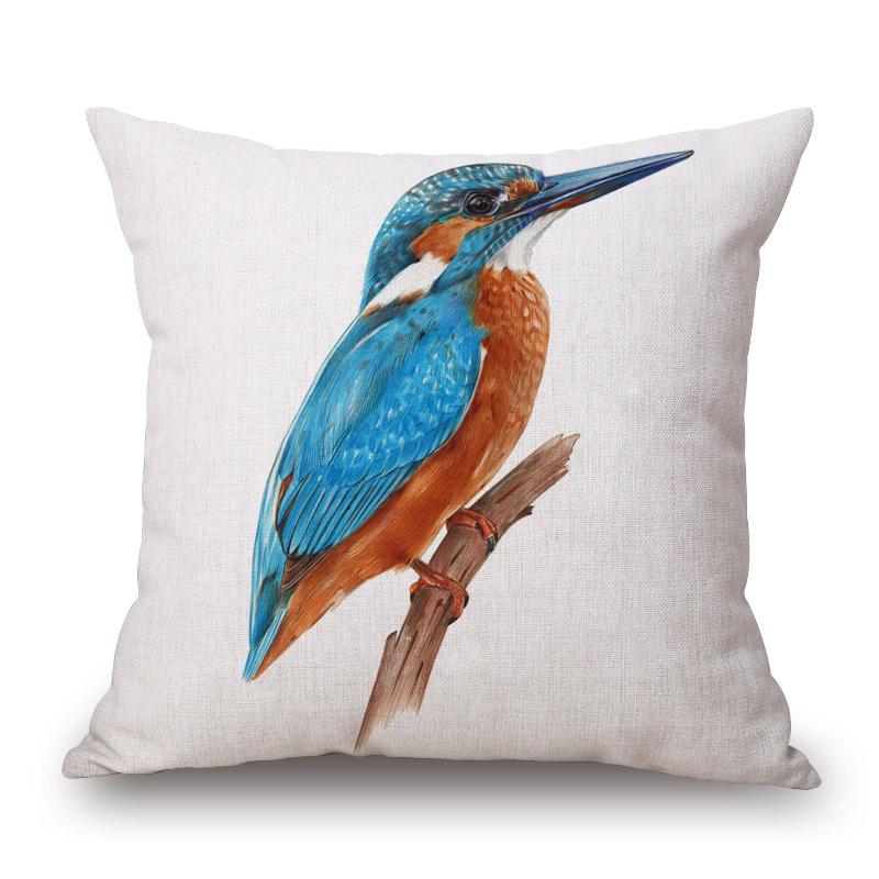 European Bee Eater Roller Bird Goldfinch Black Headed Bunting Kingfisher Drawing Print Decorative Cushion Cover Pillow Case