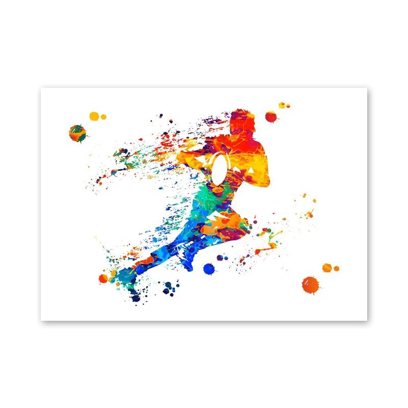 Abstract Watercolor Posters and Prints Young Basketball Players Modern Wall Art Canvas Painting for Sports Rooms Home Decoration