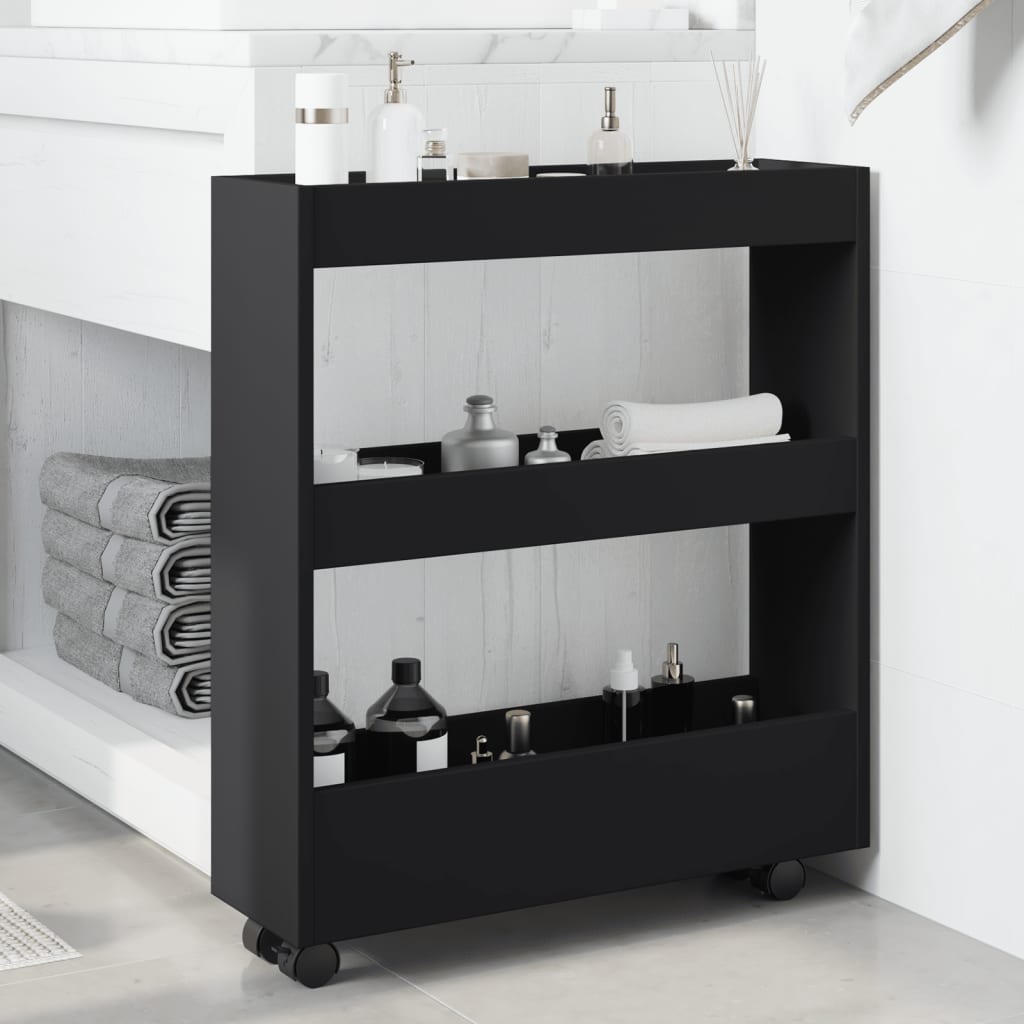 Narrow 3-storey Bathroom Storage Cart, Sofa Side Storage Shelf, Hallway Shelf, 60x18x70cm