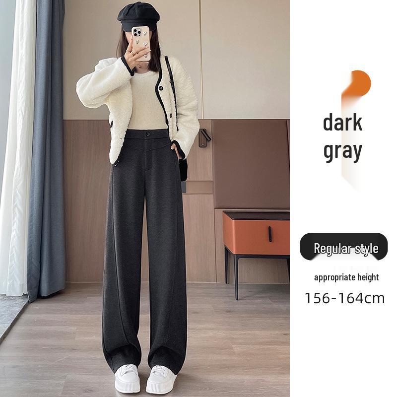 Women s Gray Woolen Pants: Straight, Narrow, or Wide-Leg Styles for Spring 2026 - Thickened Casual Design 2XL