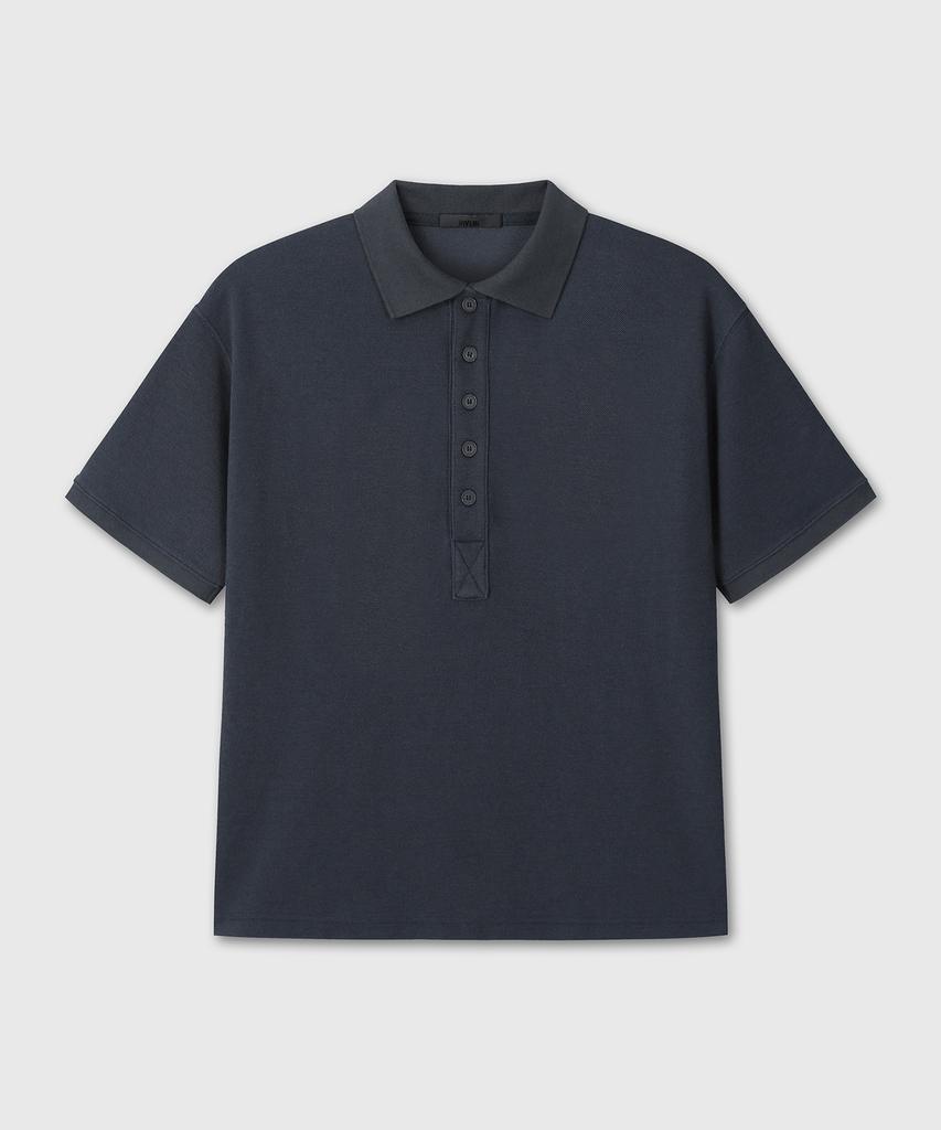 Daibeuin Regular Polo Crop T-Shirts (Navy)