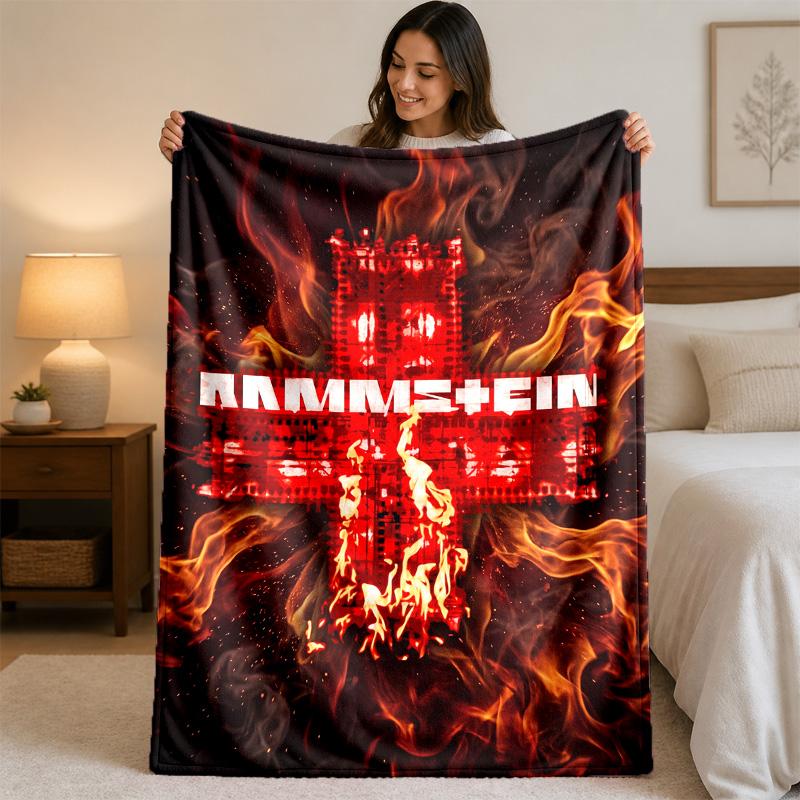 Coperta in Flanella con Stampa Rammstein Morbida Leggera Coperta Plaid in Peluche per Letto Divano Uso Domestico
