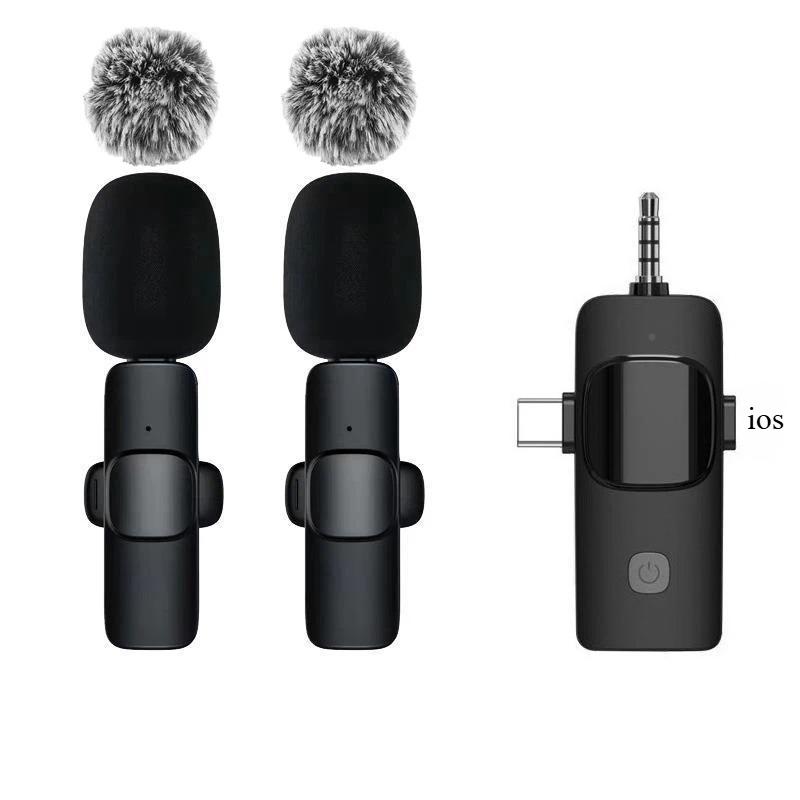 2.4G אלחוטי Lavalier מיקרופון נייד הקלטת אודיו וידאו מיני מיקרופון לאייפון אנדרואיד טלפון משחקים בשידור חי