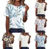Camicetta da Donna Casual con Stampa Floreale, Collo Henley con Bottoni, Manica Corta, Cotone e Lino, Vestibilità Larga, Top Leggero