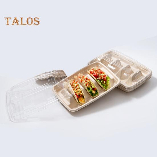 10/20 stk engangs tacoholdere for fester Robust tacobrettholder med skillevegger Miljøvennlig tacotallerken emballasjeboks for arrangementer Tacobarservering