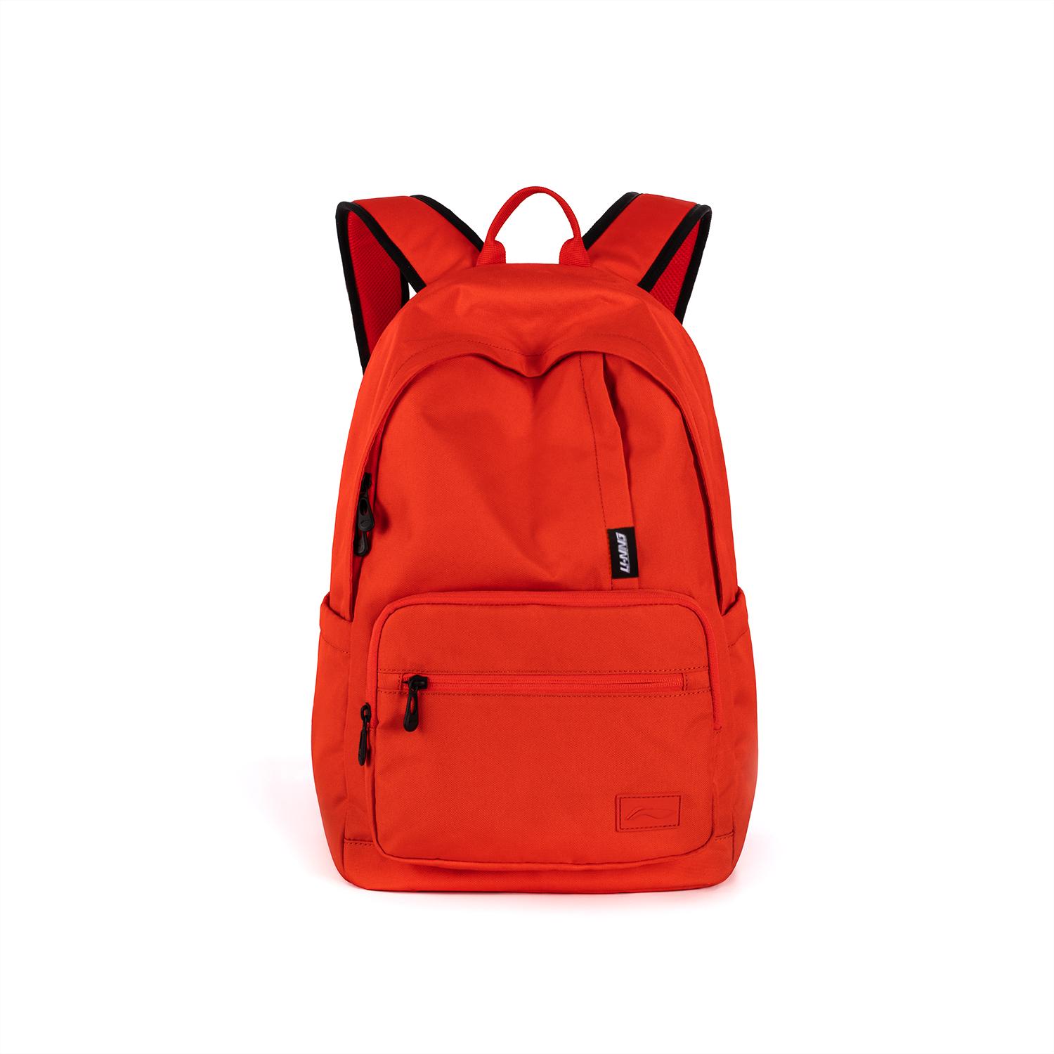 Li-Ning Minimalist Casual Versatile Student Water-Resistant Polyester Backpack Unisex Backpacks Red ABSU611-4 Red