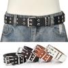 Star Eye Rivet Belt Goth Style Double Pin Buckle Man Woman Fashion Casual Puck Style Pu Leather Waistband Jeans Accessories Belt