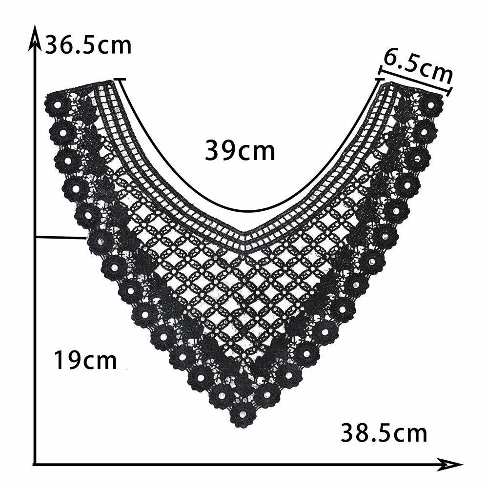 Black & White Polyester Embroidered Lace Collar for DIY Cheongsam Dress Crafting