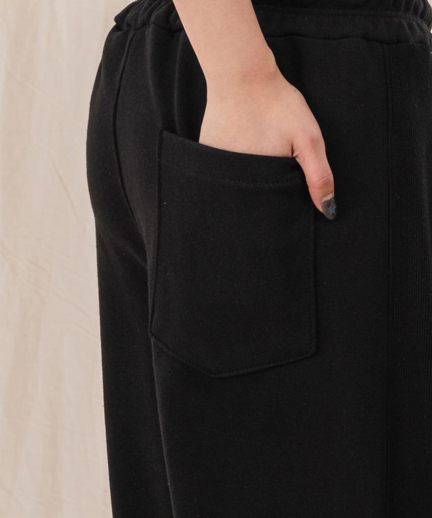 Ellamo Women'S Side Panel Wide One-Pleat Sweatpants_Black