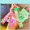 Adorable Cartoon Panda Cake Keychain With Floating Bottle For Women Cute Car Bag Charm Creative Couple Gift