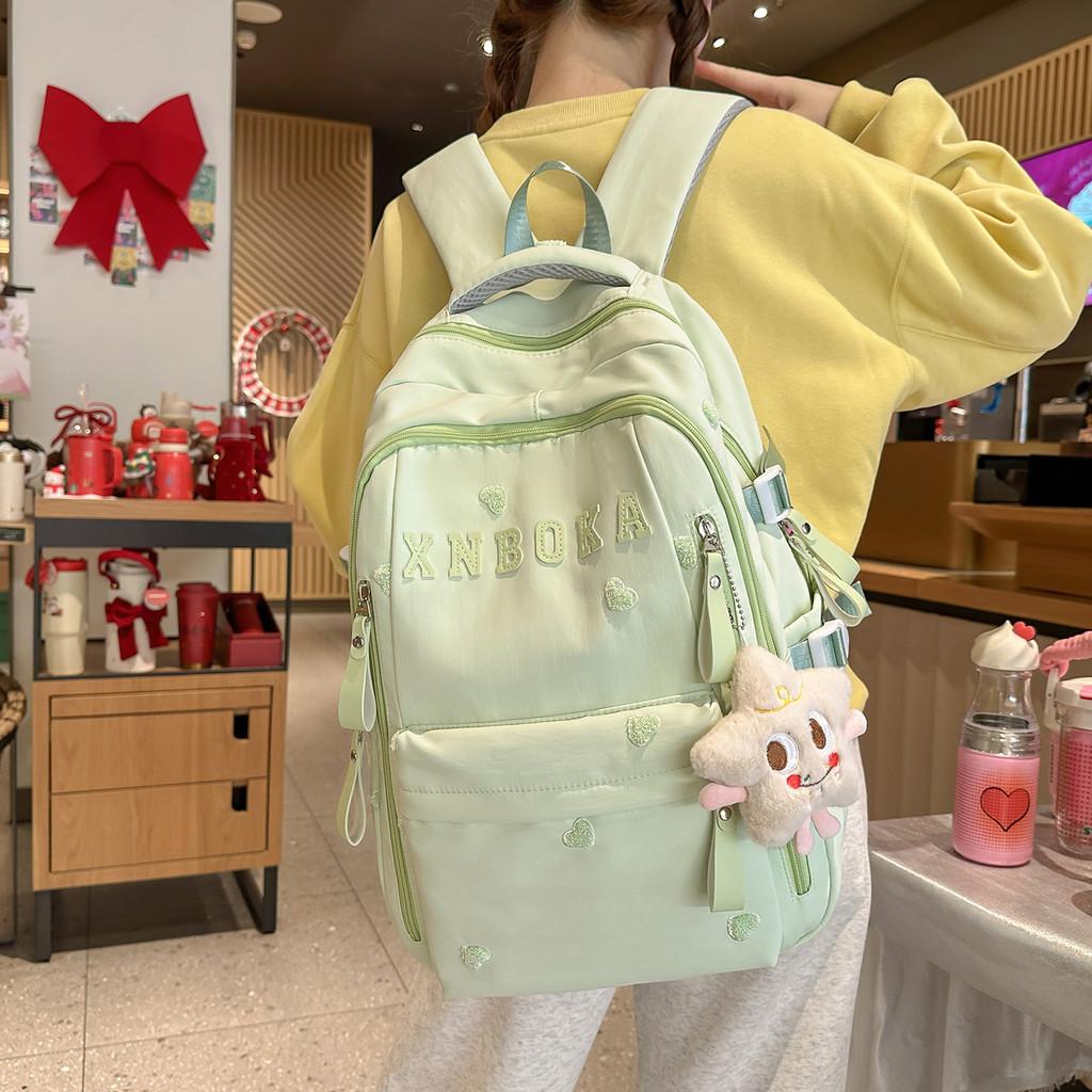 College Fashion Womens Nylon Backpack With Splicing Design And Inner Organizer For Travel