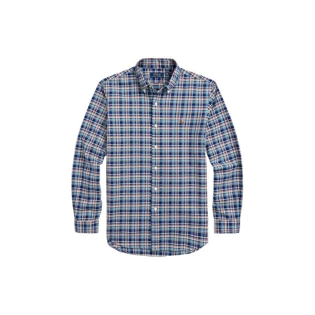 Polo Ralph Lauren FW22 Plaid Logo Embroidered Polo Shirt Men Shirts Blue 16822595-999