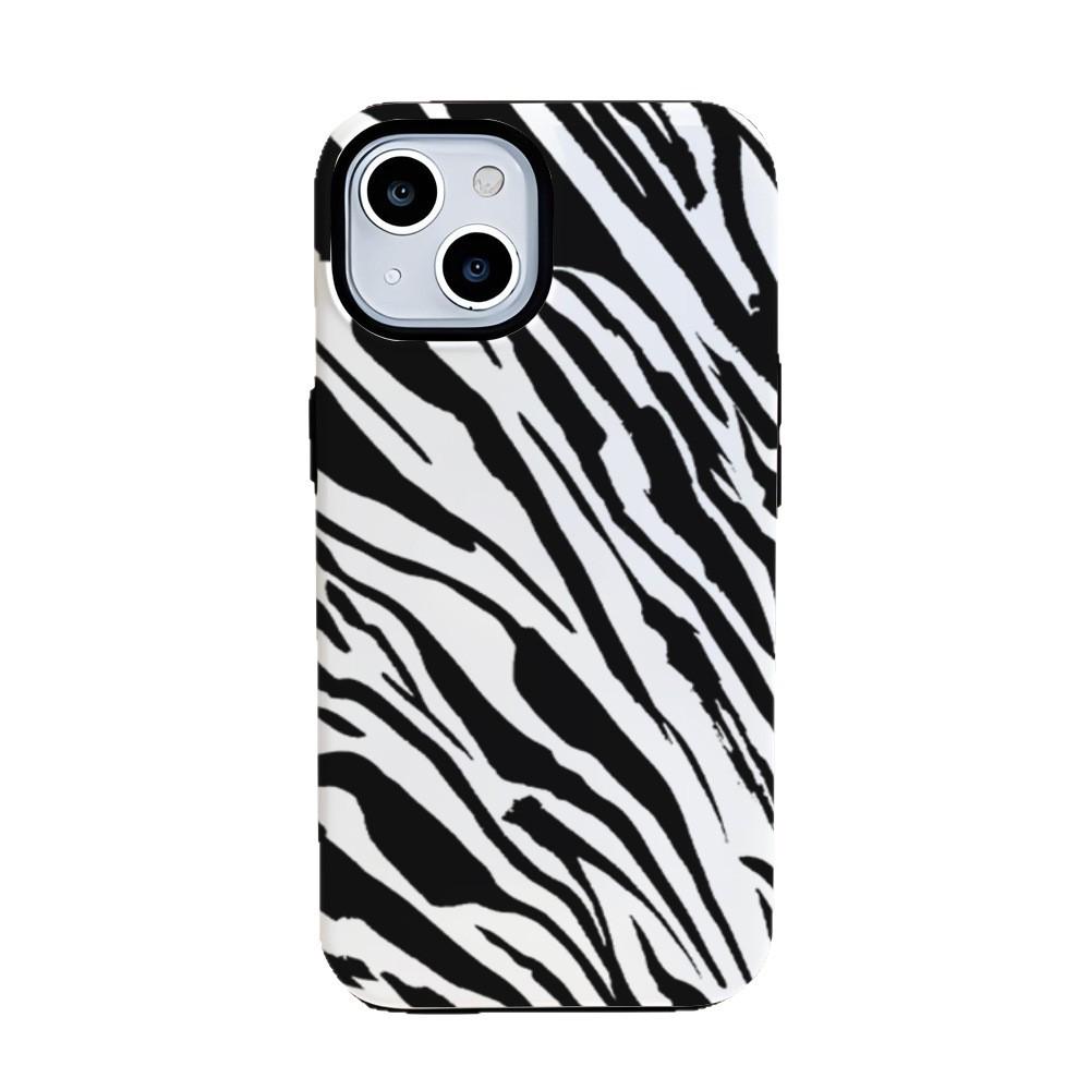 Classic Black and White Zebra Pattern Mobile Phone Case Apple 16promax Anti-drop Matte Two-in-one Film Case iPhone17
