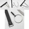 Fashionable Black Waist Belt With Circular Ring And Chain Tassel For Men And Women Fashion Accessory