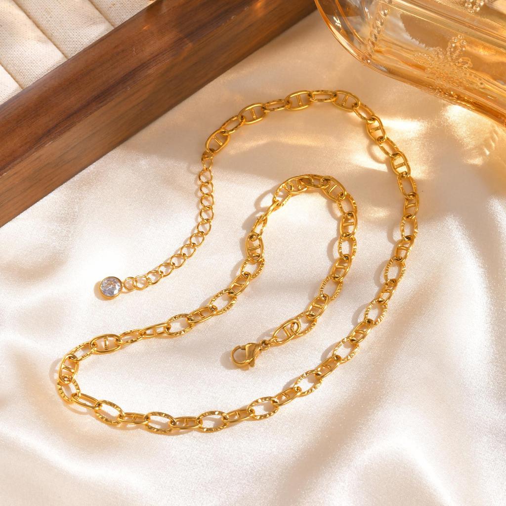 Fashion Chain Gold Stainless Steel Necklace Women'S Simple Jewelry, Jewelry