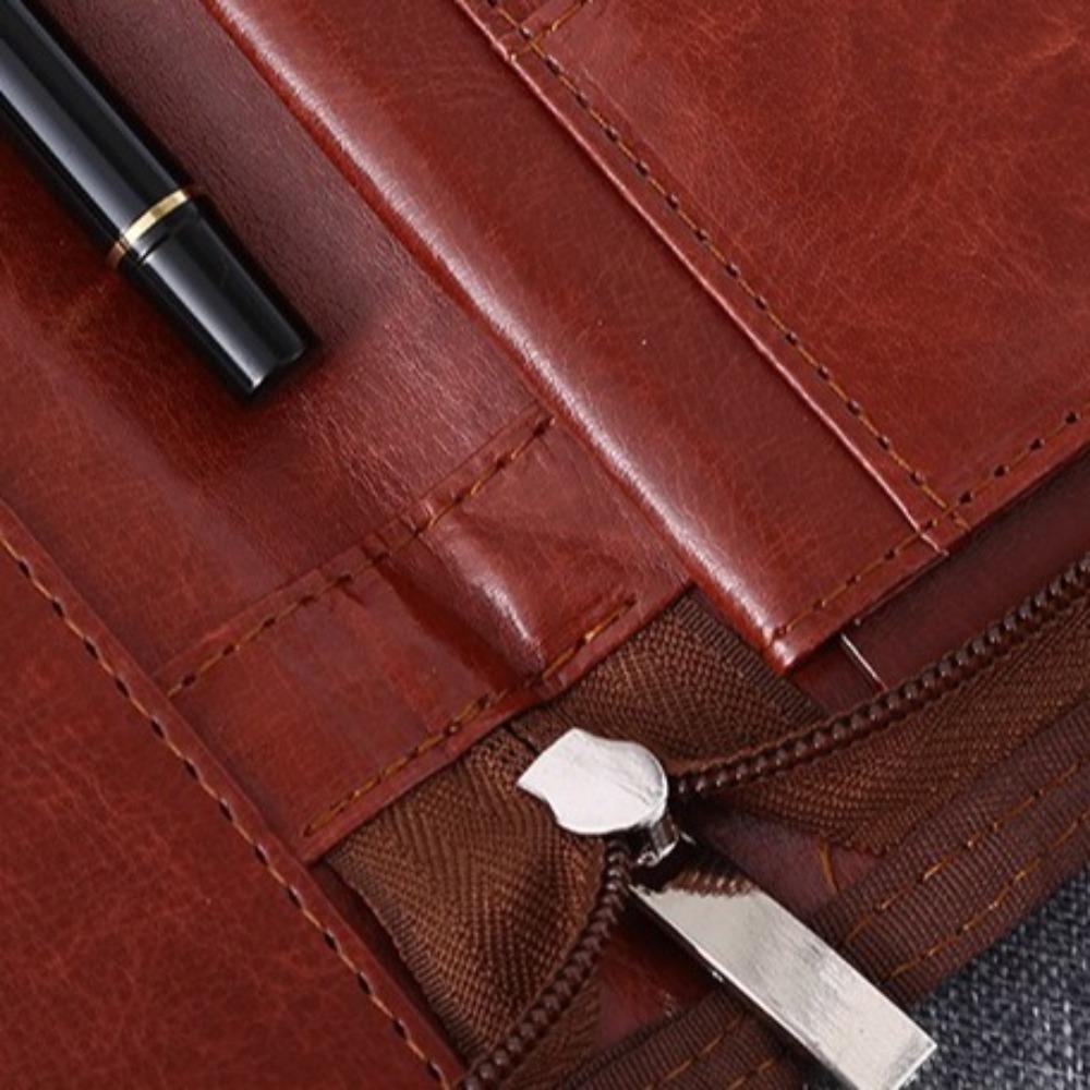 PU Leather A4 File Folder with Zipper A4 Document Folder  For Office School Supplies