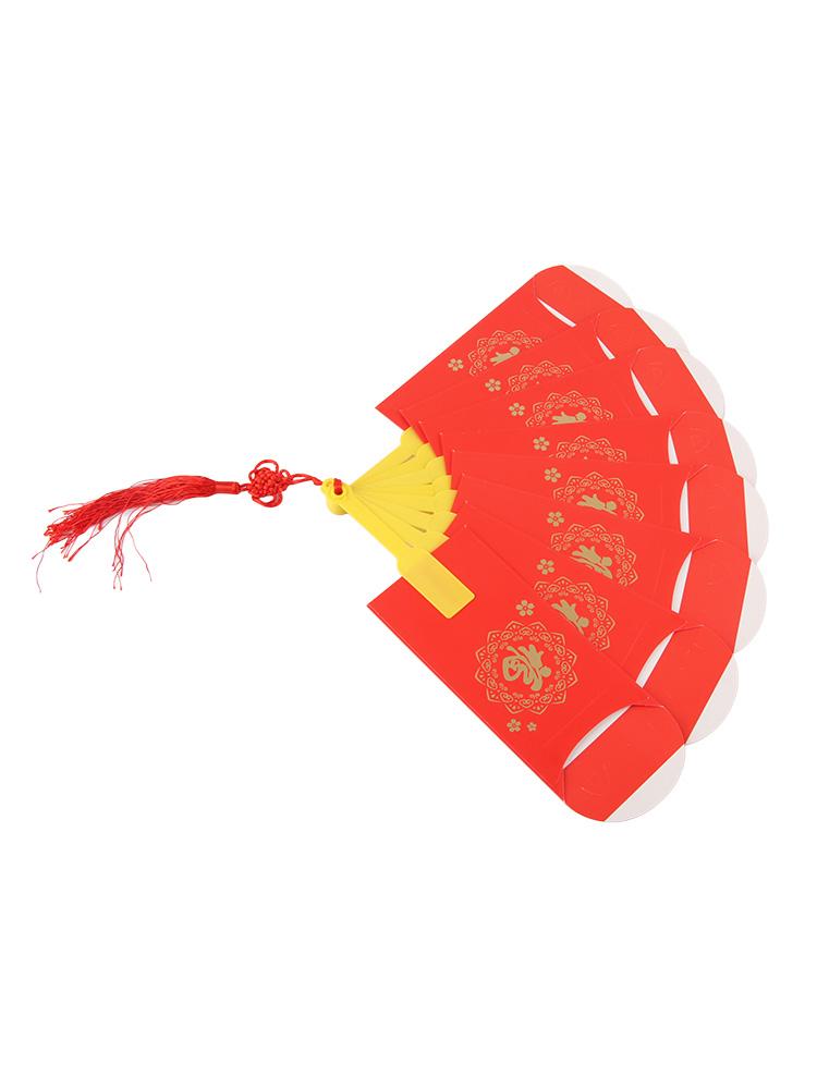 2023 Jahr des Hasen Frühlingsfest Kreativer Fächerförmiger Faltbarer Roter Umschlag Neujahrsfächer Roter Umschlag