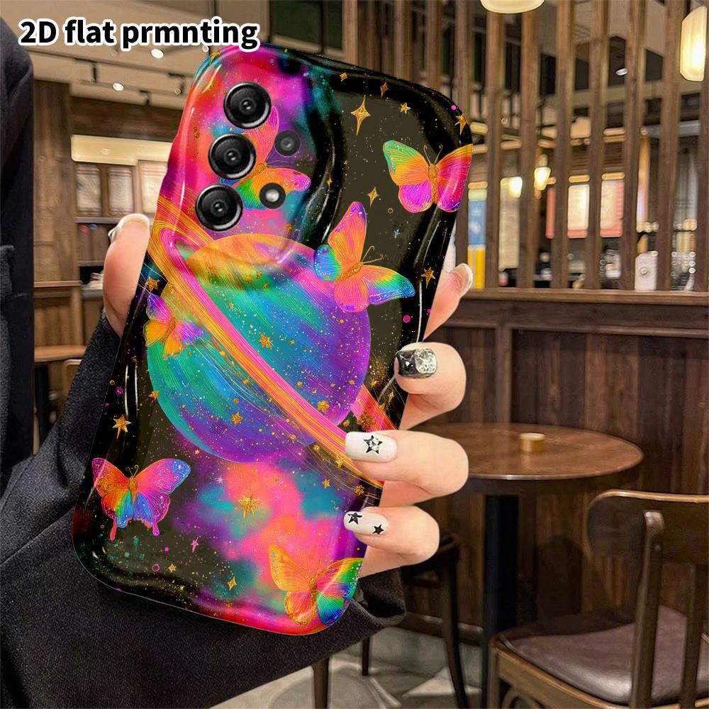 Phone case: 2D flat, suitable for Samsung Galaxy A34 A35 M05 M06 S20 S22 S21 FE Plus 5G protective case, butterfly Saturn, perfect Christmas and Hallo