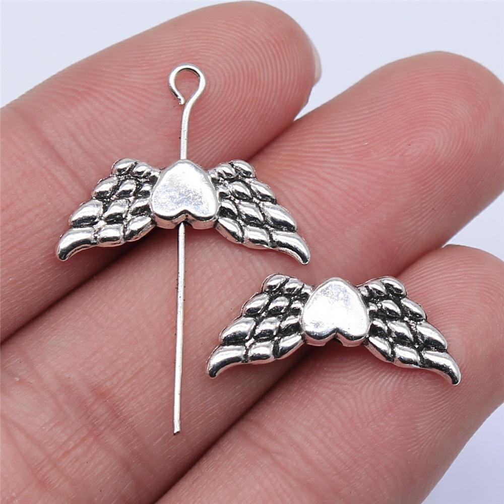 20pcs Angel Wing Small Hole Beads For Jewelry Making Antique Silver Color DIY Crafts Making Findings Handmade Jewelry Findings