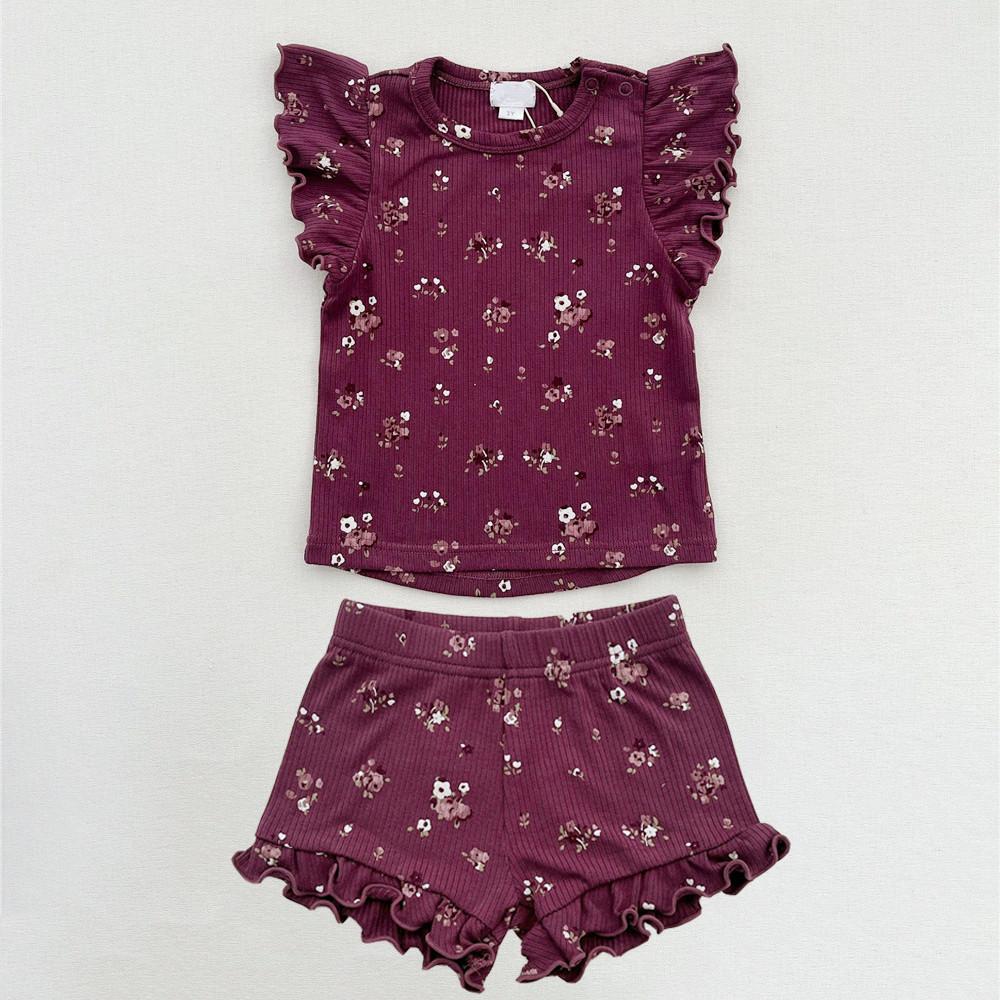 

Костюмы для маленьких девочек из 2 предметов, фиолетовый хлопковый топ без рукавов + шорты, летняя одежда для девочек