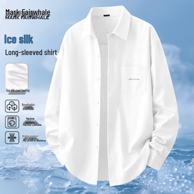 Mark Fairwhale Men's Ice Silk Lapel Long-Sleeve Shirt