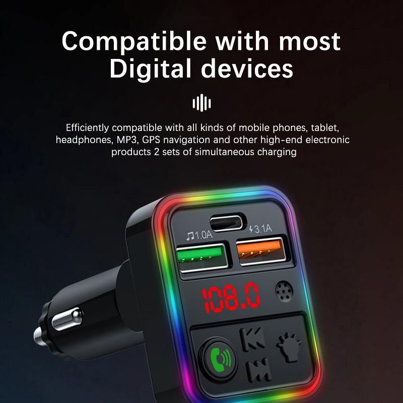 Bluetooth adaptér do auta 5.3 FM vysielač MP3 prehrávač Hudby Handsfree volanie Audio prijímač Typ-C PD USB Rýchla nabíjačka do auta