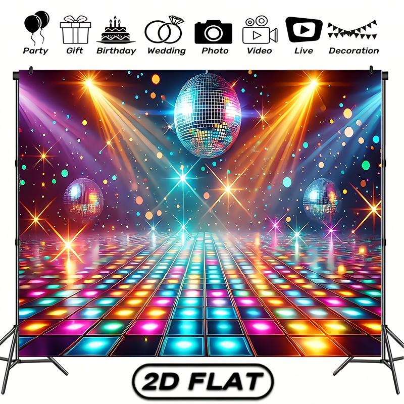One disco party backdrop - neon disco balls, reflective floor, indoor/outdoor decoration, disco party theme decoration