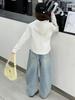 Girls' Spring & Fall Outfit Set: Zip Hoodie, Casual Base Layer, Jeans, Wide-Leg Pants