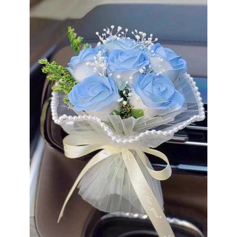 Car-Mounted Flower Bouquet Aromatherapy for Women, High-End Car Interior Decoration, Air Conditioning Vent Diffuser Stone Decoration Perfume