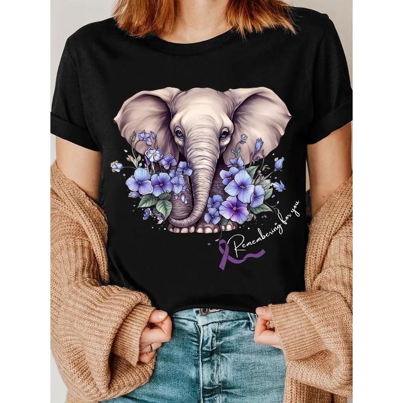 Elephant Print T-Shirt, Dementia Awareness, Remembering for You, Dementia T-Shirt, Dementia Care Group T-Shirt S чёрный