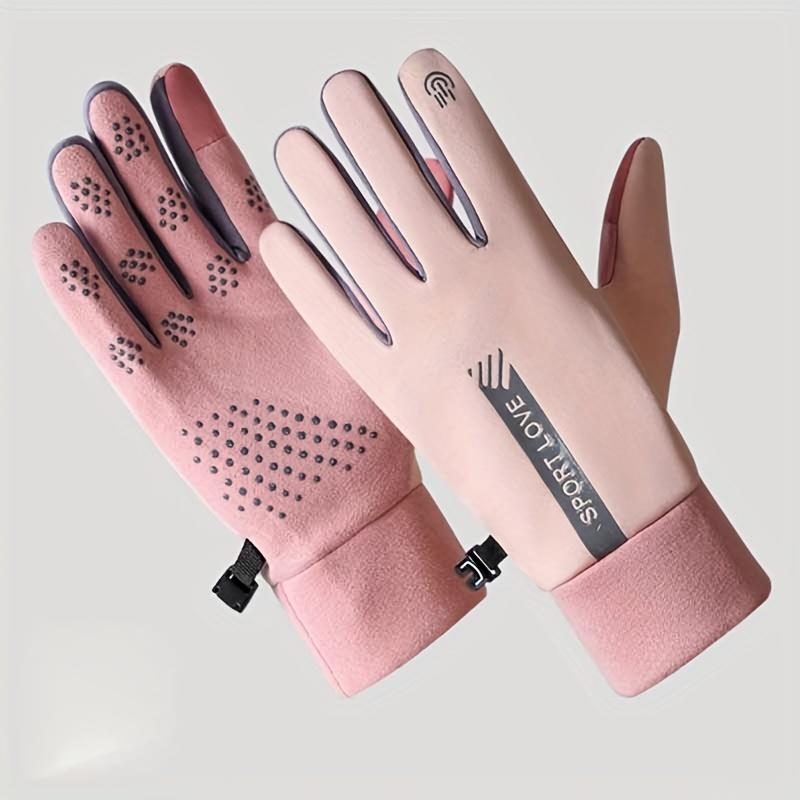 

Осенне-зимние женские теплые ветрозащитные перчатки для езды на велосипеде и вождения розовый